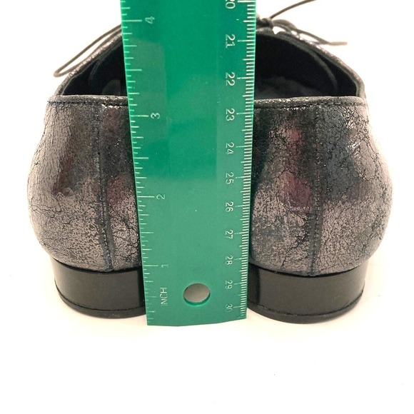 Miu Miu Oxford Lace Up Waxed Leather Metallic Crinkle Womens‎ 9.5 EU 39.5 - Picture 9 of 11